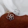 Elegant Silver Alloy Open Flower Faux Pearl Stud Earrings For Women Minimalist Fashion Creative Earrings view 4