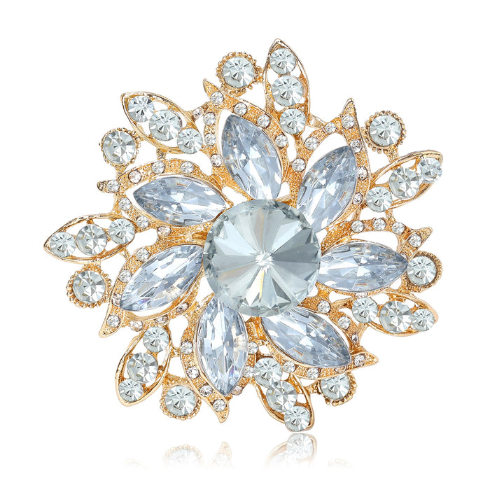 Alloy Crystal Sunflower Brooch With Rhinestones For Unisex Clothing