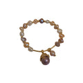 French Vintage Freshwater Pearl Zircon Beaded Lucky Cat Pendant Bangle view 5
