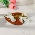 Elegant Alloy Stud Green Velvet Bowknot White Chiffon Flower Fairy Drop Dangle Earrings view 3