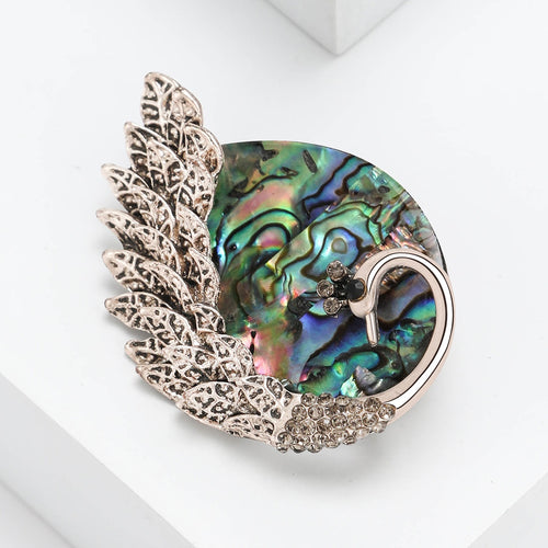 Alloy Abalone Shell Peacock Brooch Vintage Lapel Pin For Apparel