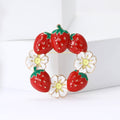 Alloy Enamel Strawberry Wreath Brooch Pin For Women Apparel view 2