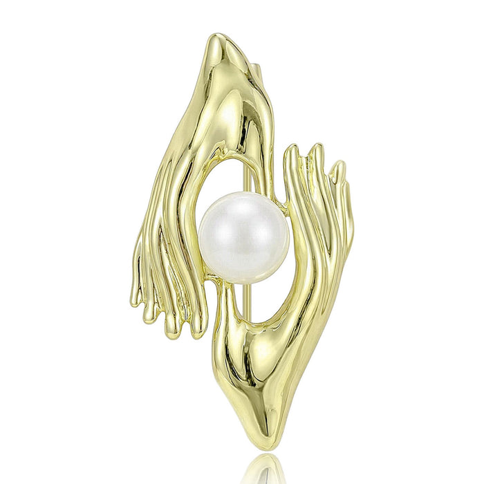 Alloy Pearl Hand Brooch Pin For Simple Suit Accessories