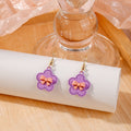 Korean Colorful Acrylic Flower With Pink Bow Alloy Hook Cartoon Cute Dangle Drop Earrings view 1