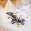 Elegant Houndstooth Bowknot Rhinestone Tassel Alloy Stud Drop Earrings view 4