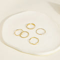 Gentle Pearl Plain Band Ring Five Piece Set Wave Twist Open Finger Rings For Women view 1
