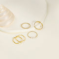 Gentle Pearl Plain Band Ring Five Piece Set Wave Twist Open Finger Rings For Women view 2