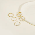 Gentle Pearl Plain Band Ring Five Piece Set Wave Twist Open Finger Rings For Women view 3