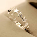 Korean Fresh Style Five Point Star Cubic Zirconia Open Adjustable Ring, Smooth Plated Jewelry view 2