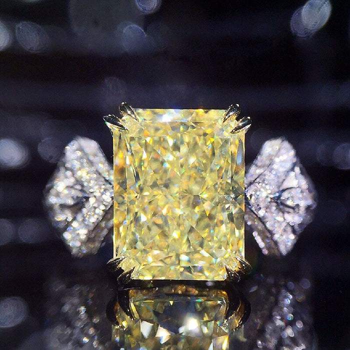 Luxury 10x14mm Square Zircon Ring, Statement Copper Jewelry Accessory For Valentine Gift