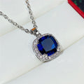 European Fashion Jewelry Set With Square Sapphire Blue Glass, Luxury Elegant Accessories view 6