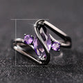 Gun Black Plated Purple Marquise Zircon Ring, Trendy Fashion Finger Jewelry For Women view 5