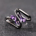 Gun Black Plated Purple Marquise Zircon Ring, Trendy Fashion Finger Jewelry For Women view 1