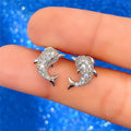Korean Style Mini Dolphin Stud Earrings For Women, Minimalist Fashion Lightweight Sleep Friendly Ear Jewelry view 3