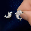 Korean Style Mini Dolphin Stud Earrings For Women, Minimalist Fashion Lightweight Sleep Friendly Ear Jewelry view 2