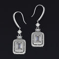Platinum Plated Princess Square Cut Cubic Zirconia Ear Hook Earrings For Women Luxury Pave Jewelry view 2