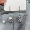 Platinum Plated Princess Square Cut Cubic Zirconia Ear Hook Earrings For Women Luxury Pave Jewelry view 3