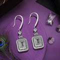 Platinum Plated Princess Square Cut Cubic Zirconia Ear Hook Earrings For Women Luxury Pave Jewelry view 1