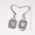Platinum Plated Princess Square Cut Cubic Zirconia Ear Hook Earrings For Women Luxury Pave Jewelry view 5