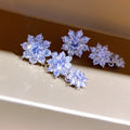 European Floral Pave Zircon Drop Earrings For Women Light Luxury White Gold Color Ear Jewelry view 2