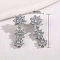 European Floral Pave Zircon Drop Earrings For Women Light Luxury White Gold Color Ear Jewelry view 5