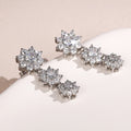 European Floral Pave Zircon Drop Earrings For Women Light Luxury White Gold Color Ear Jewelry view 4