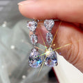 Early Spring Color Gem Series Pink Zircon Water Drop Earrings For Women Direct Jewelry view 3