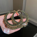 Alloy Rhinestone Geometric Multi Layer Round Hoop Earrings For Women Statement Drop Design view 3