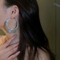 Alloy Rhinestone Geometric Multi Layer Round Hoop Earrings For Women Statement Drop Design view 4
