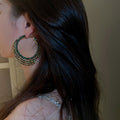 Alloy Rhinestone Geometric Multi Layer Round Hoop Earrings For Women Statement Drop Design view 2