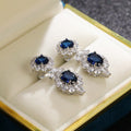 Luxury Sapphire Blue Zircon Drop Earrings For Women, Light Luxury New Year Ear Jewelry view 4
