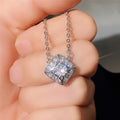 Simple Geometric Diamond Shape Zircon Necklace And Earrings Jewelry Set For Women view 3