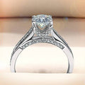Classic Four Prong White Gold Plated Zircon Ring For Women Luxury Sparkling European Jewelry view 3