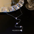 Korean Style Copper Teardrop Zircon Irregular Long Tassel Collarbone Necklace For Women view 4
