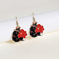 Vintage Chinese Style Enamel Bird Fox Red Flower Alloy Drop Earrings For Women Elegant Animal Dangle Earrings view 3