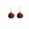 Vintage Chinese Style Enamel Bird Fox Red Flower Alloy Drop Earrings For Women Elegant Animal Dangle Earrings view 5
