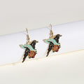 Vintage Chinese Style Enamel Bird Fox Red Flower Alloy Drop Earrings For Women Elegant Animal Dangle Earrings view 2