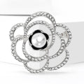 Alloy Rhinestone Hollow Camellia Brooch For Elegant Women Clothing view 3