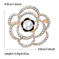 Alloy Rhinestone Hollow Camellia Brooch For Elegant Women Clothing view 5