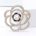 Alloy Rhinestone Hollow Camellia Brooch For Elegant Women Clothing view 4
