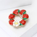 Alloy Enamel Strawberry Wreath Brooch For Sweet Fashion Lapels view 3