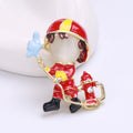 Enamel Alloy Firefighter Brooch Pin For Unisex Suit Accessories view 6