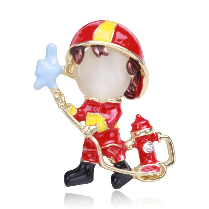 Enamel Alloy Firefighter Brooch Pin For Unisex Suit Accessories