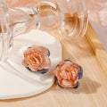 Elegant Contrast Color Lace Rose Flower Handmade Burnt Edge Summer Hong Kong Style Stud Earrings view 4