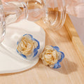Elegant Contrast Color Lace Rose Flower Handmade Burnt Edge Summer Hong Kong Style Stud Earrings view 3