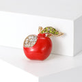 Alloy Enamel Apple Fruit Brooch With Rhinestones For Summer Outfits view 3