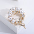 Alloy Rhinestone Bow Brooch With Pearl Wreath For Apparel view 4