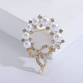 Alloy Rhinestone Bow Brooch With Pearl Wreath For Apparel view 6