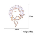 Alloy Rhinestone Bow Brooch With Pearl Wreath For Apparel view 5