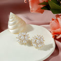 Elegant Floral Pearl Cluster Alloy Studs With Gold Bead Accents Luxury Vintage Women's Fashion Earrings view 3